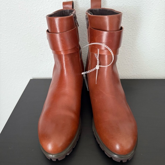 ECCO Modtray HYDROMAX TrayTech Leather Ankle Boots Bootie in Tan Cognac - Picture 5 of 13